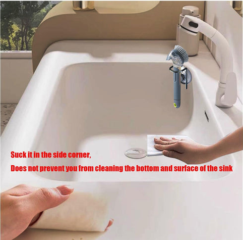 Soap Dispensing Palm Brush Holder for Kitchen Brush Dish Brush with Soap Dispenser Pot with a Traceless Suction Cup