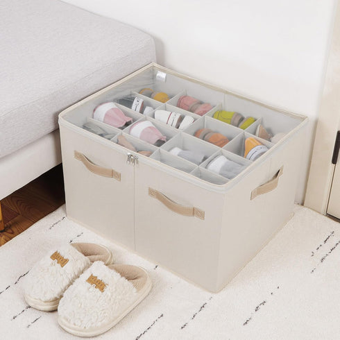 Closet, 16 TP09Y TOPIA HOME Shoe Organizer for Foldable Shoe Box with Adjustable Dividers and Clear Cover, Space Saving