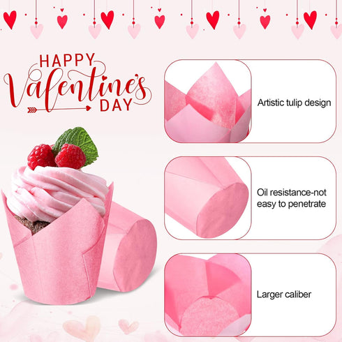 200 Pcs Tulip Cupcake Liners, Muffin Baking Holders, Heat Resistant Wrappers for Wedding & Birthday Parties