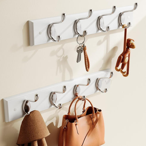 AMADA HOMEFURNISHING Coat Rack Wall Mount, 2 Pack Wall Hooks for Coats and Hats - White