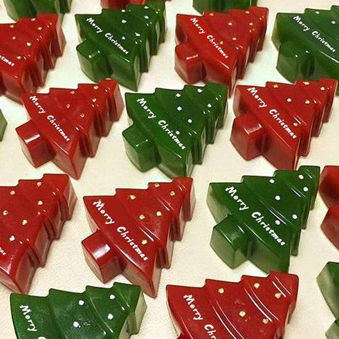 Christmas Silicone Molds, Red Green Xmas Tree Candy Chocolate Mould, Non-Stick Baking Mold, 2Pcs