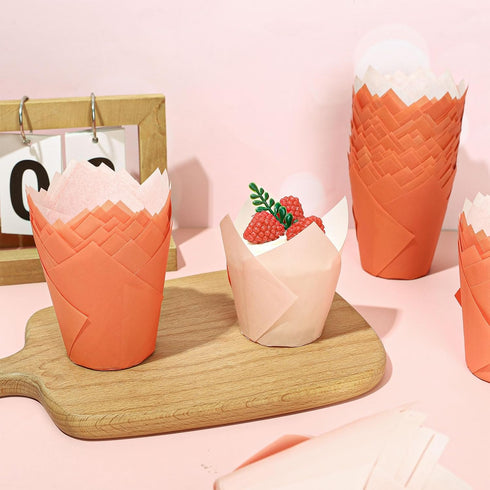 Whaline 180Pcs Terracotta Tulip Cupcake Liners | Greaseproof Muffin Baking Liners for Parties