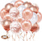 Rose Gold Confetti Balloons, 50pcs 12 Inch Metallic Latex Balloons for Birthday Party Wedding Decorations