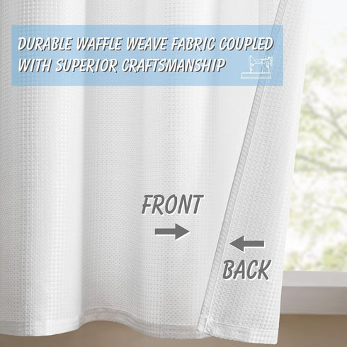 Home Queen Waffle Curtain Valance Window Treatment for Kitchen Bathroom, Set of 1, 60 X 16 Inch, Solid White
