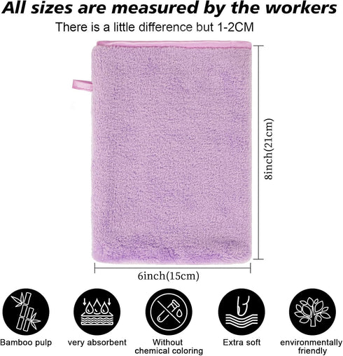 PHOGARY 10 68inch, 10 PCS Microfiber Body Wash Mitts, Flannel Soft Face Mitten, Bath Spa Cloth, Reusable Makeup Remover