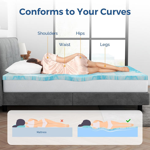 Twin Mattress Topper - 2 Inch Gel Memory Foam Bed Topper for Twin Size Bed, CertiPUR-US Certified, Blue