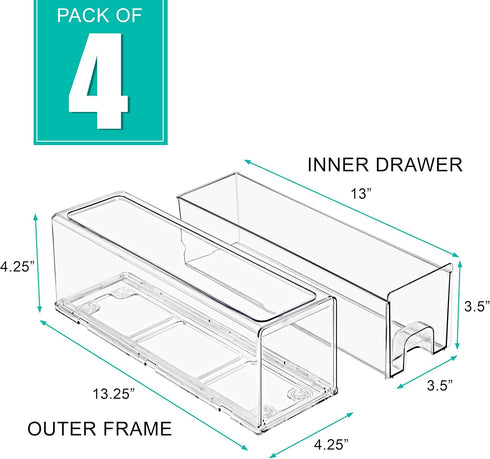 Sorbus Small Clear Stackable Storage Drawers - Plastic Storage Drawers with Handles for Craft, Clothes, Makeup, Bathroom
