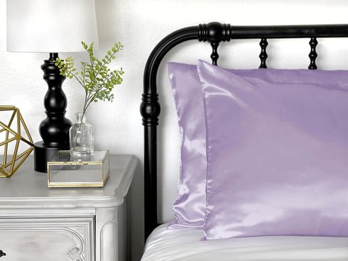 Morning Glamour Satin Pillowcases Set of 2, Standard/Queen Size, 20”x26”, Lavendar, Light Purple, Cooling for Hair &