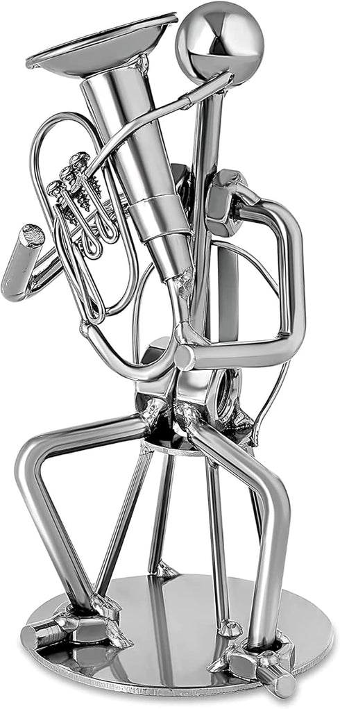 Broadway Gift Silvertone Tuba Player Table Top Figurine, 6 Inch