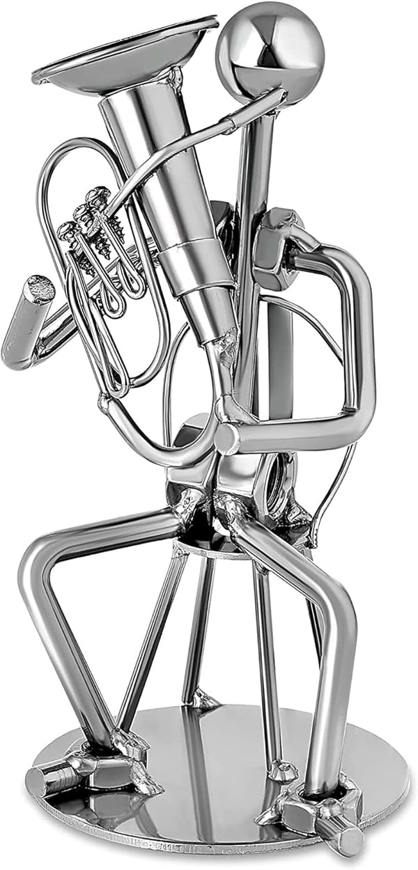 Broadway Gift Silvertone Tuba Player Table Top Figurine, 6 Inch