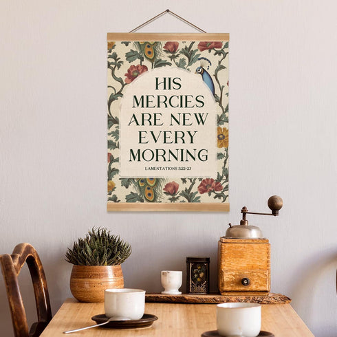 ZTGDA 12x16inch Christian Poster Wall Art Decor, Christian Bible Verse His Mercies are New Every Morning Boho Wall Art