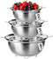 3 Pcs Stainless Steel Colander Strainer Set Metal Colander for Kitchen Pasta