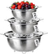 3 Pcs Stainless Steel Colander Strainer Set Metal Colander for Kitchen Pasta