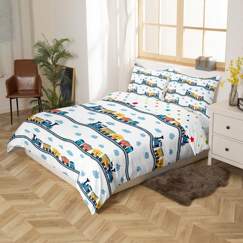 Set Sets 1 Erosebridal Kids Train Duvet Cover Twin for Boys Girls Cartoon Car Bedding Steam Engine Bed Railway Vehicles