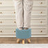 Asense Small Round Ottoman Foot Rest Stool Fabric Padded Seat Footstool Ottoman with Anti-Slip Wooden Legs (Light