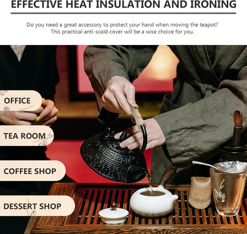 Cabilock Teapot Handle Covers, Non-Slip Vintage Japanese Style Kettle Handle Sleeve for Kitchen