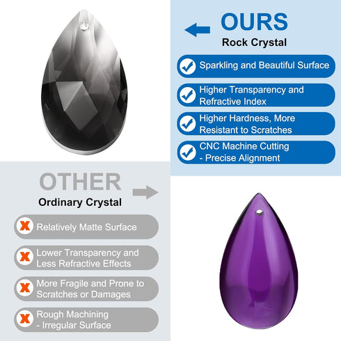 10 Pack 60mm 38mm PATIKIL Teardrop Crystal Chandelier Pendants Beads, Length Chandelier Prisms Parts Ornaments Hanging