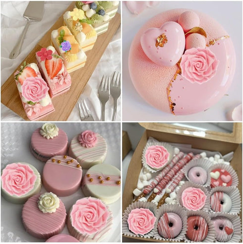 Large Rose Mold Silicone, Flower and Leaves Fondant Cake Molds for Decoration