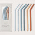 Nightingale Reusable Silicone Straws - Set of 6 Coral Multi Bendy Drinking Straw with Cleaning Brush for Kids