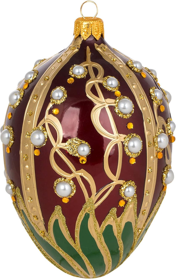 Miss Christmas Palace Collection 2025 Red and Gold Faberg Egg 5-Inch Blown