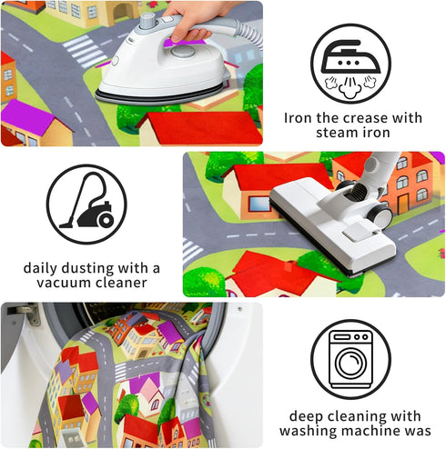 JinKune 48'' 72' Large Kids Carpet Play Mat Rug for Playroom, x Car Rugs Mat for Kids Toy Cars, City Life with Road