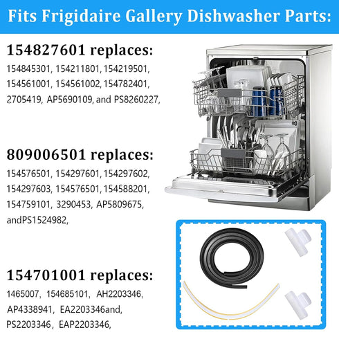 Dishwasher Door Seal Kit Compatible with Frigidaire & Kenmore - Includes Tub Gasket, Bottom Seal, Splash Shield