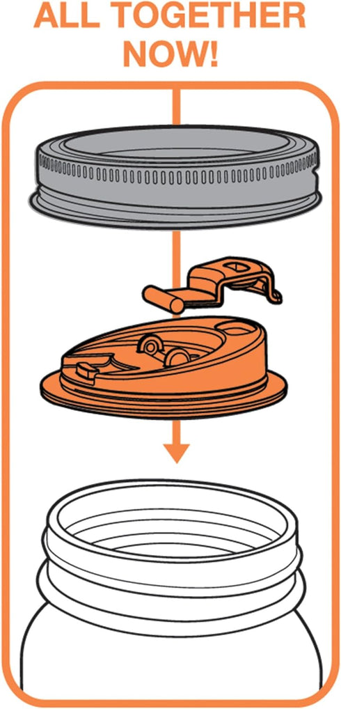 Jarware Drink Orange Lid for Regular-Mouth Mason Jars