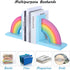 Pack 2 NIKKY HOME Wooden Rainbow Book Ends Non-Skid Cute Bookends Book Stoppers for Girls Home Children's Room