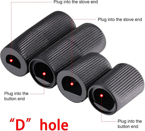 Jetec 4 Pack Control Knobs Replacement for Oven/Stove/Range with 12 Adapters, Please Check Dimensions (Black)