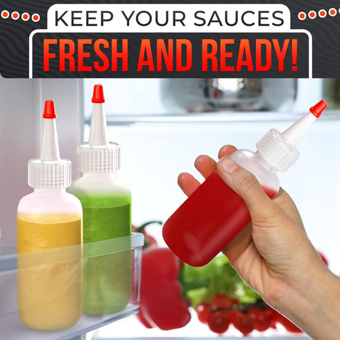 6-Pack 4 oz Set Squeeze Bottles for Liquids with Scale No-Mess Dispensing | Clear Condiment Bottle for Sauces, Oil