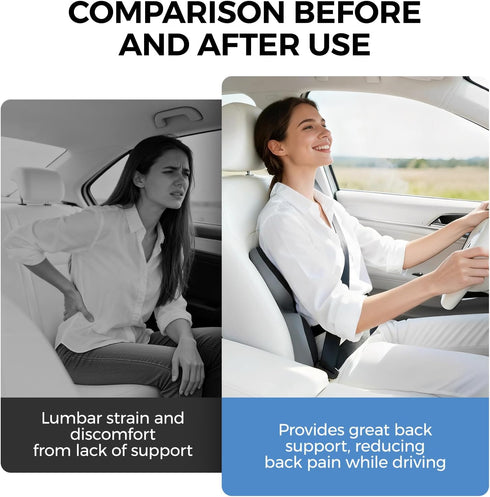 BEBAS Lumbar Support Pillow for Car, Ergonomic Memory Foam Back Cushion for Driving, Lower Back Support for Pain