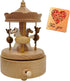 Briskfeel Wooden Carousel Music Box with Moving & Elevating Horses, Rotating Wind-Up