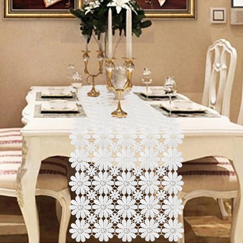 72 Inches VIJIV Macrame Table Runner Long for Boho Wedding Decor, White Crochet Doilies Dresser Scarf Lace Farmhouse