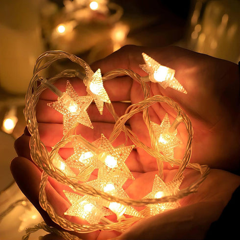 20 40 Star String Lights Battery Operated, FT LED Twinkle Lights Warm White Cute Hanging Star Fairy Light for Bedroom