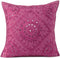 Eyes of India Handmade Boho Throw Pillow Cover with Mirrors, Burgundy, 24" x 24", Decorative Cushion Case for Sofa