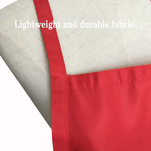 XEEYAYA 9 Pack (9 Pack, Bib Christmas Red Apron for Women Girls Ladies with Pockets - Kitchen Aprons Bulk for Cooking