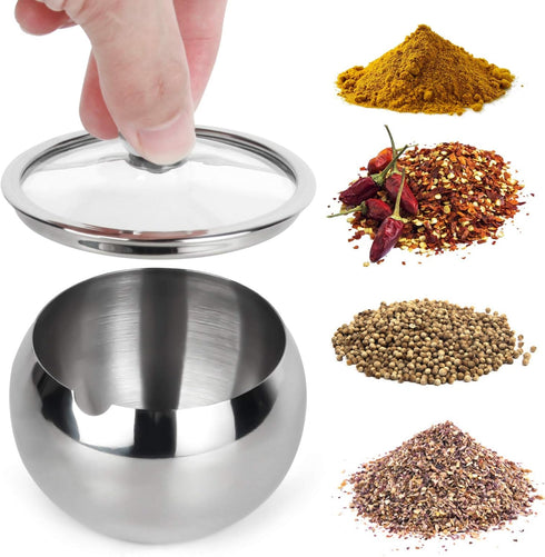 hanmir Stainless Steel Sugar Bowl with Clear Lid and Spoon, 8.1 Ounces (240 Milliliter) for Home and Kitchen