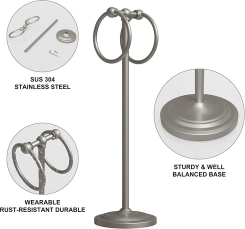 Countertops 2 Rings?19" BGL Fingertip Towel Holder Stand Hand Towel Ring for Bathroom or Kitchen Vanity to Store Hand