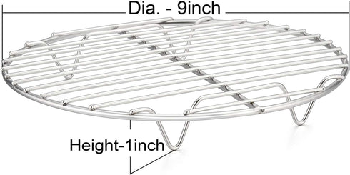 P&P CHEF 9 Inch Round Cooking Rack, Stainless Steel for Cooking, Cooling, Steaming, Baking, Fit for Air Fryer Pot, 2