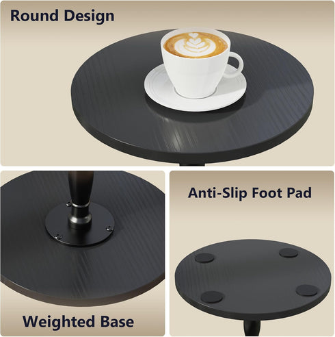 Wood Drink Table, Round Side Table for Small Spaces, Pedestal End Table Modern Accent Nightstand for Living Room