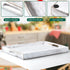 dreamkey 17 Inch Rustic White Serving Tray with Handles - Large Wooden Tray for Ottoman, Breakfast in Bed, Dinner