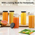 16oz 10 Pack Ruckae Juice Bottles, Glass Bottles with Lids, Smoothie Cup Lids and Straws, Water Bottle Mason Jar