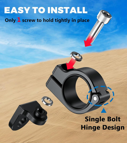ATV Whip Light Mount, Sturdy Aluminum Alloy Flag Mount, 360° Rotating Adjustable Light Bar for ATV UTV Motorcycle