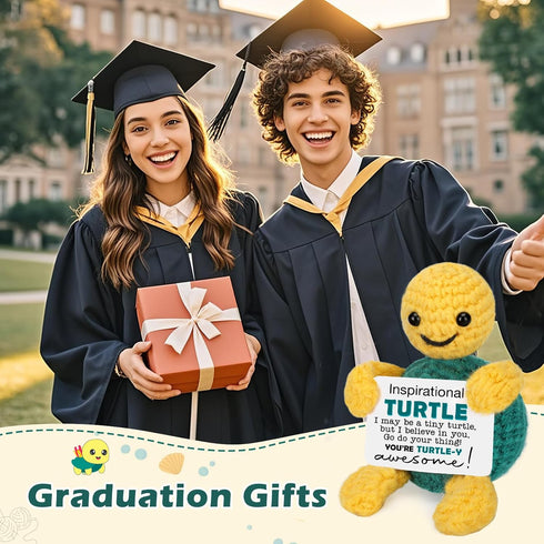 Funny Crochet Turtle Inspirational Graduation Gifts for Kids Teens Boys Girls, Birthday Appreciation Gifts