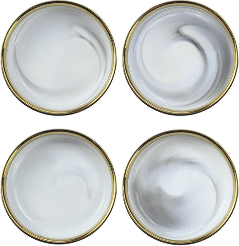 Colias Wing 3.5 Inch Elegant Marble Pattern Porcelain Side Dish Bowl Set of 4 for Soy Dipping Sauce