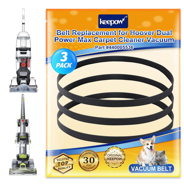 KEEPOW Vacuum Belt for Hoover Dual Power Max Carpet Cleaner FH51000, FH51001, FH51002, 3 Pack