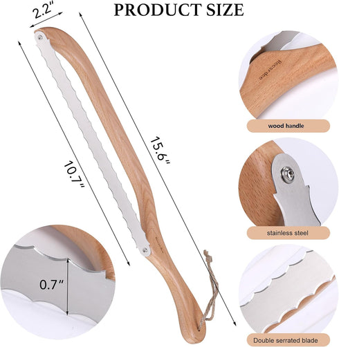 Bread,15.6" Bread Slicer,Bow-shaped Bread Knife For Sourdough Bread, Bread Saw For Homemade Sourdough With Protective