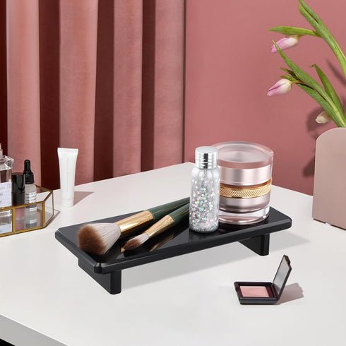 Chivalral Counter (1, Black-Small-8.6 3.6 1.5) Acrylic Bathroom Tray Stand, Kitchen Soap Holder Riser for Vanity Candle