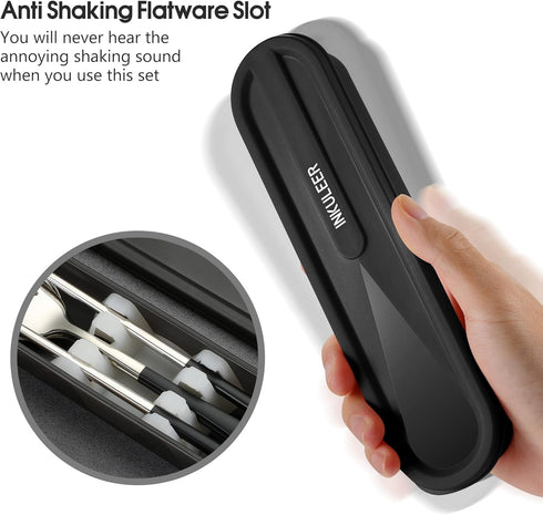 Travel Cutlery Set - 18/8 Stainless Steel Reusable Utensils Set with Case, Portable Silverware Lunch Box for Camping