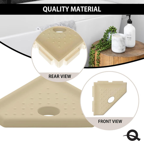 5" Questech Corner Shower Footrest, Lugged for New Construction, Shaving Shelf for Inside Shower, Bathroom Storage